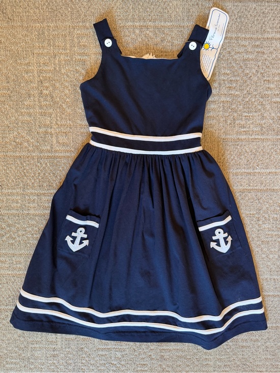 Florence Eiseman Other - NWT Florence Eiseman Girls Navy & White knit Anchor Pocket Sundress 6x